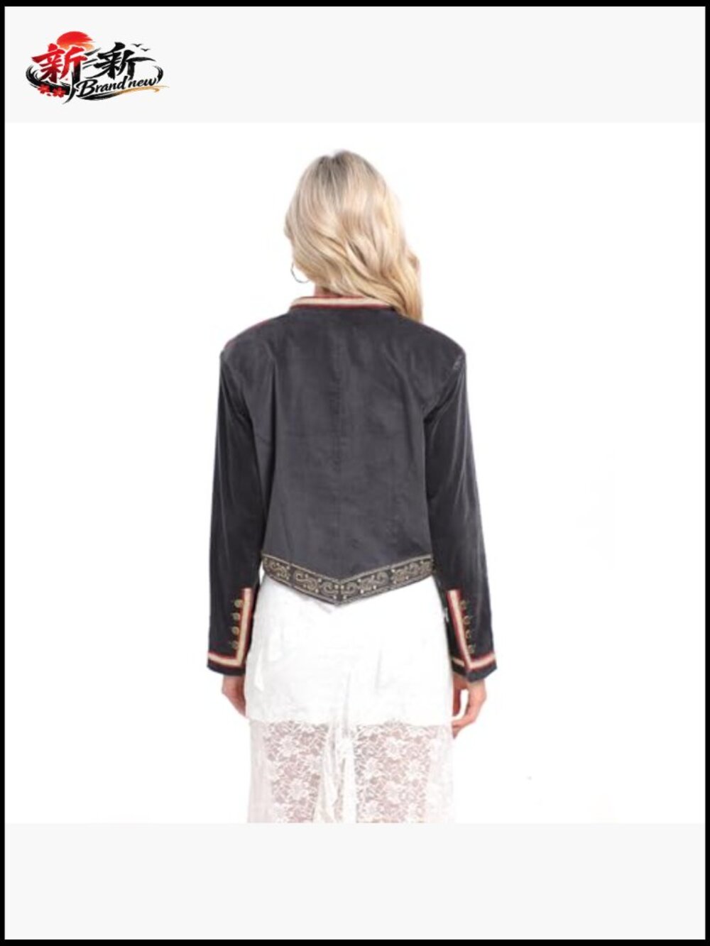 Retro Open Embroidered Jacket Bohemian Punk Coat Cotton Polyester - Picture 4 of 6